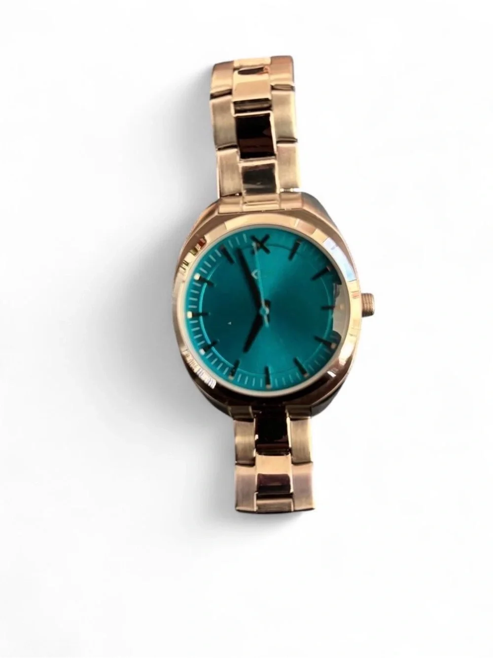 XNY Men’s Stainless Steel Quartz Watch Blue Turquoise Dial Silver Tone Bracelet